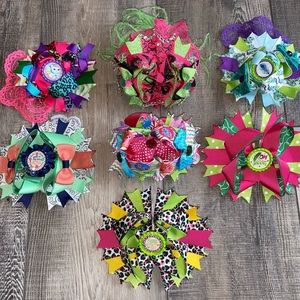 Girl’s Handmade Boutique Etsy Detailed Ribbon Hair Bow Back to School Bundle Lot